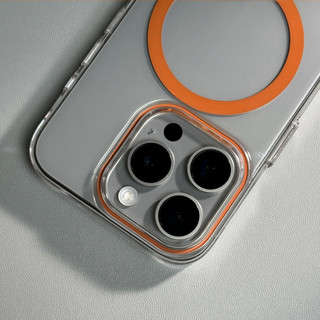 【Transparent Pc hard case/Ultra-thin/Orange】Ốp lưng compatible for iPhone 12 13 14 15 pro max case