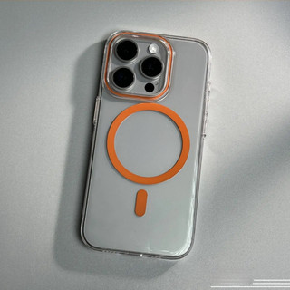 【Transparent Pc hard case/Ultra-thin/Orange】Ốp lưng compatible for iPhone 12 13 14 15 pro max case