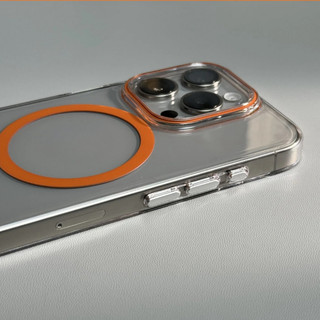 【Transparent Pc hard case/Ultra-thin/Orange】Ốp lưng compatible for iPhone 12 13 14 15 pro max case