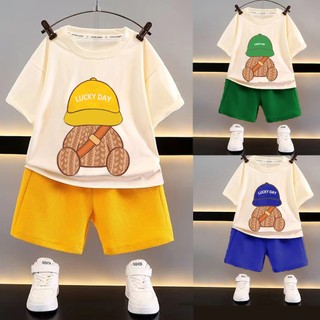 Bộ đồ thun SANITKUN tay ngắn dáng rộng thời trang mùa hè cho bé