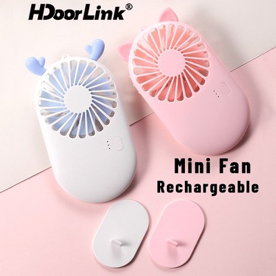 Quạt USB Mini HdoorLink Quạt nhỏ dễ thương có thể sạc lại Quạt làm mát mùa hè Quạt Mini di động