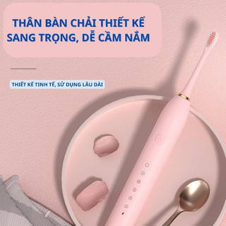 Bàn chải đánh răng điện sonic X3 chính hãng, công nghệ sóng âm chống nước 6 chế độ, miễn phí 4 đầu cọ