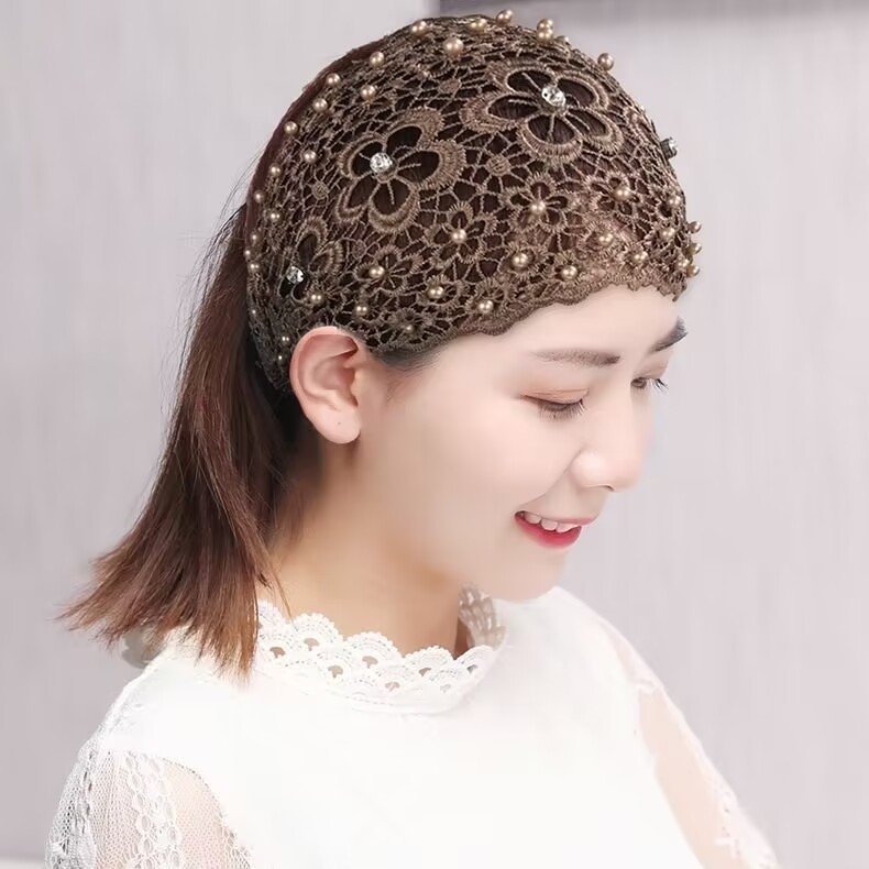 Muslim hijab phụ nữ mũ ren băng tóc