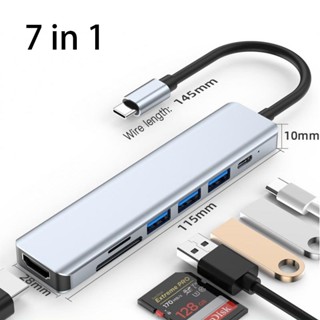 Mới USB c HUB 7 Trong 1 USB HUB 3.0 Loại c Sang HDMI Bộ Chia USB 3.1 Với 87W PD Sạc TF Micro SD Đầu Đọc Thẻ Loại c Docking Station Adapter Cho Notebook Air Pro M1 M2 Chip