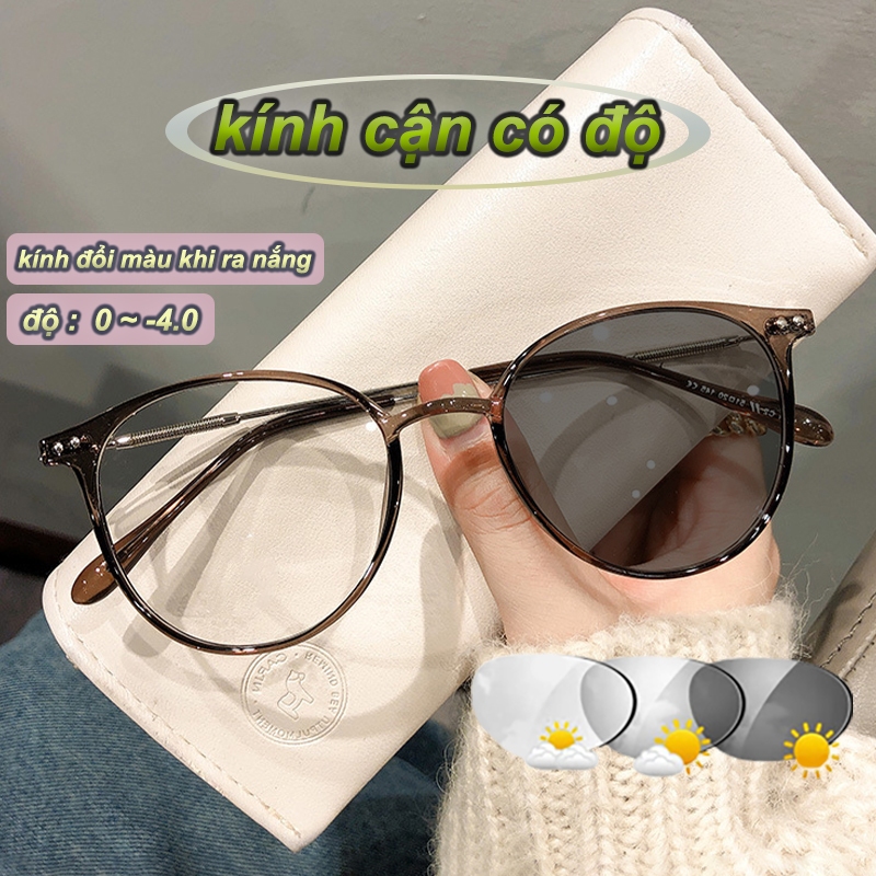 kính cận có độ đổi màu khi ra nắng chống ánh sáng xanh 0 ~ -4.0 độ gọng kính nam và nữ Chuyển sang màu xám sau 5 giây Áp dụng cho cả phong cách Ống kính HD Kính cần thiết khi đi ra ngoài cản uv400