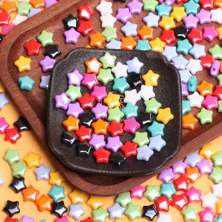 20 Chiếc 10.2 Mm Acrylic Ngôi Sao Nhỏ Hình Dạng Hạt Rời Cho Vòng Tay Vòng Cổ Móc Chìa Khóa Làm DIY Đính Hạt Chất Liệu