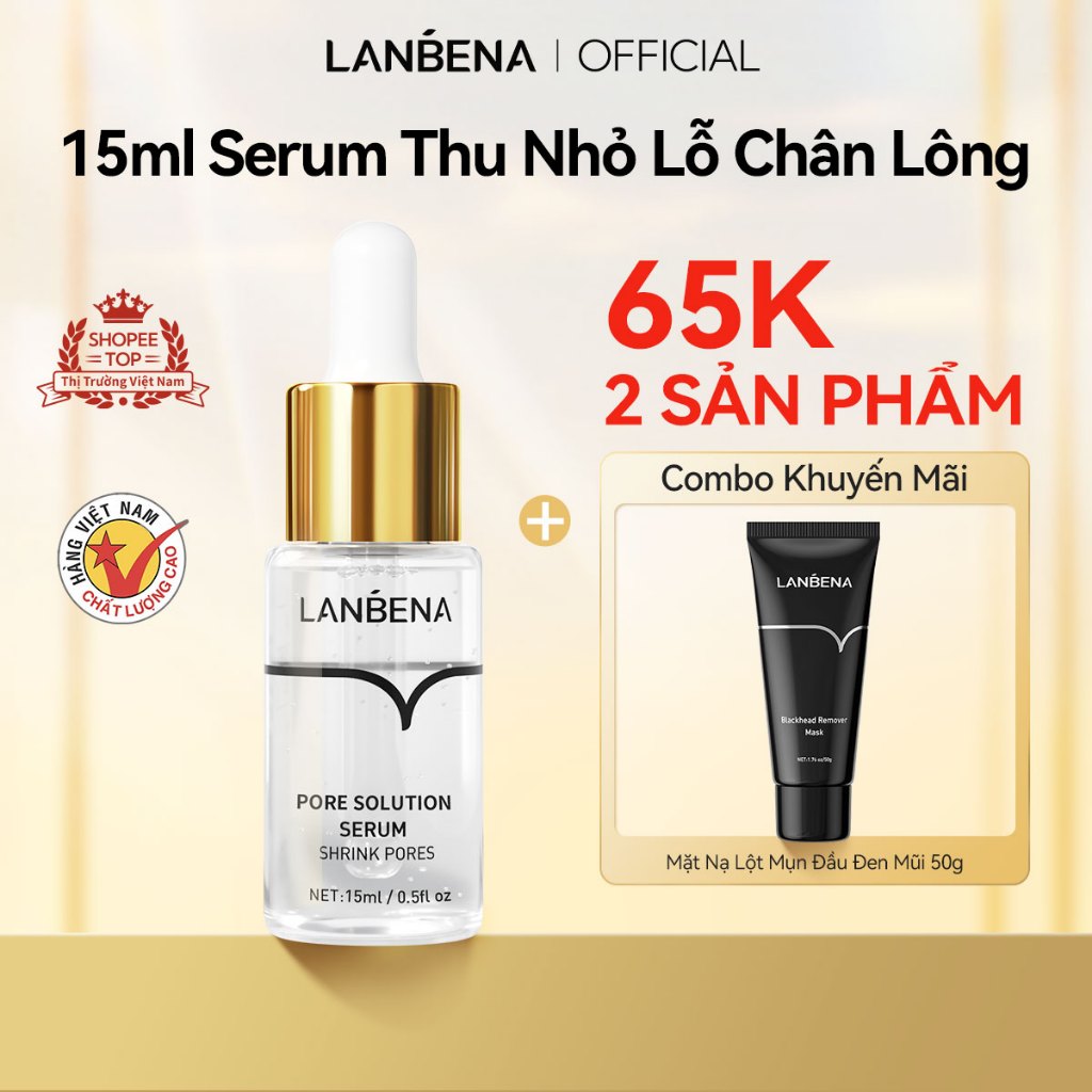 Tinh chất Lanbena Thu nhỏ lỗ chân lông hỗ trợ giảm mụn đầu đen và Serum dưỡng da 15ml