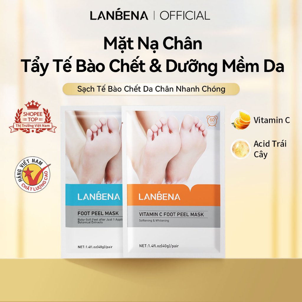 Mặt Nạ Chân Lanbena Dạng Lột Tẩy Tế Bào Chết Chăm Sóc Chống Nứt Nẻ Lột Da Tay Chân 3PCS