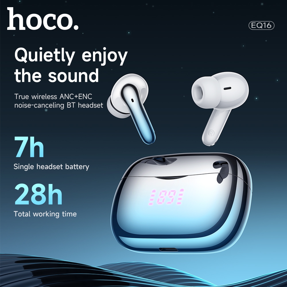 [Sử dụng thời gian 7 giờ] Tai nghe không dây thực sự HOCO EQ16 Bluetooth 5.3 Tai nghe khử tiếng ồn A