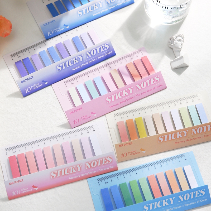 Penlab Memory Node Series Sticky Notes Set Mini Index Sticker Memo Pad Nhãn tự dính 14cm Thước C7601