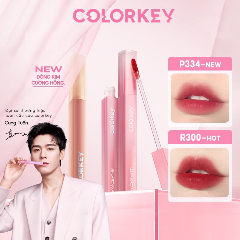 COLORKEY Watery Matte Lip Tint, Chút hơi nước ẩm, Không lem không dính 1.8g