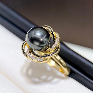 Nhẫn ngọc trai mới Ngọc trai tự nhiên Nhẫn ngọc trai bọc vàng 18K