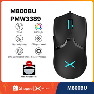Chuột chơi game có dây Delux m800 rgb 16000 dpi 1000hz kèm dây mềm