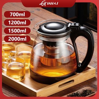  GIANXI Ấm trà thủy tinh 700 1200 1500ml có lưới lọc inox tiện dụng cho gia đình và văn phòng 