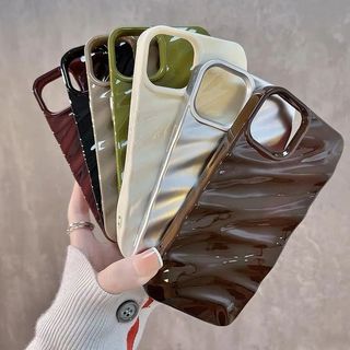 Ốp Điện Thoại Họa Tiết Sóng Lụa 3D Sang Trọng Cho iPhone 11 12 13 14 15 16 17 Pro Max 16 17 plus XR XS MAX 7 8 Plus Màu Trơn Bóng Chống Sốc ốp Lưng