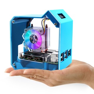 Bộ tháp mini 52pi raspberry pi, vỏ raspberry pi 4 có bộ làm mát tháp ice, mô-đun oled 0,96 '', quạt làm mát rgb, tản nhiệt raspberry pi