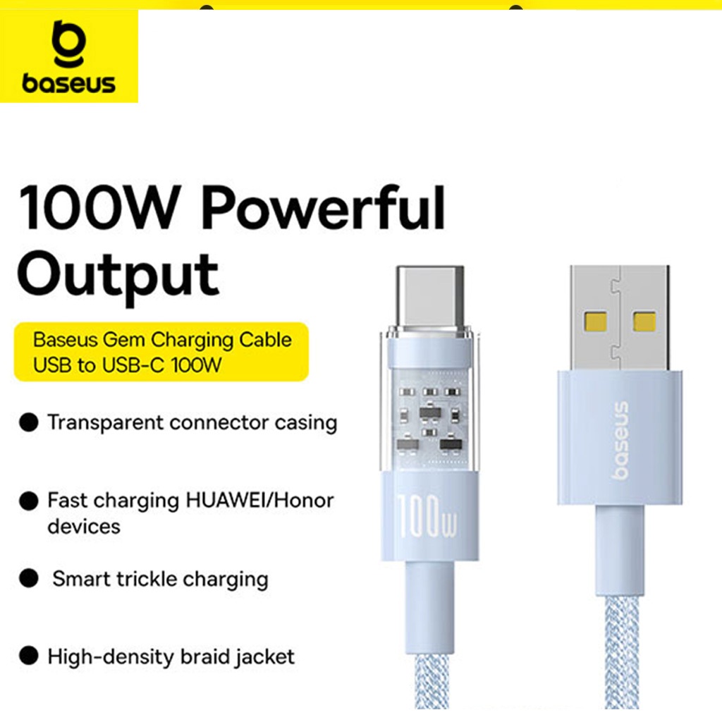Cáp sạc nhanh Baseus Gem 100W 6A USB sang TypeC Tương thích Huawei Honor SCP
