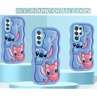 Dành Cho Samsung Galaxy S24 Plus S23 Ultra S20 FE A14 A53 A54 A04E 3D Hoạt Hình Kawaii Ngộ nghĩnh Stitch Xoăn Khung Ốp Lưng TPU Mềm