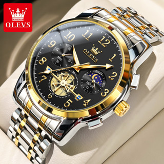 OLEVS Đồng hồ nam chính hãng thạch anh  dây thép không gỉ dạ quang chống nước 2900