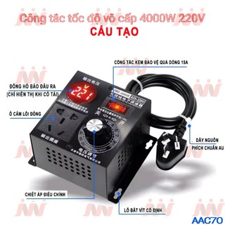 Ống cửa pha lê công suất cao hoàn toàn mới và bộ điều chỉnh độ sáng 4000w 220V 15A Động cơ điện áp xoay chiều quạt máy khoan điện công cụ điều chỉnh điện áp bộ điều chỉnh tốc độ bộ điều chỉnh tốc độ chất lượng cao