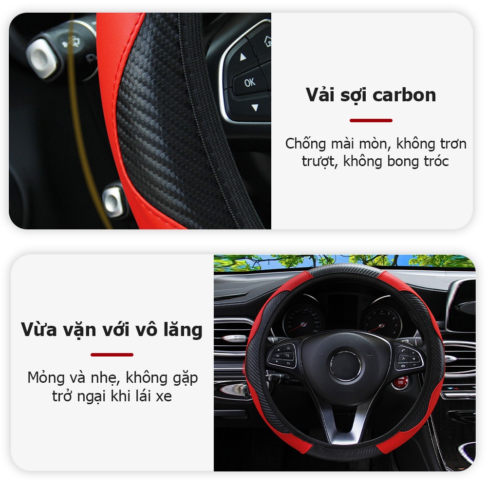 SuperAuto Bao Da Bọc Vô Lăng Xe Ô Tô Cỡ 37-38CM Bọc Vô Lăng Xe Hơi Phụ KiệN Trang Trí Ô Tô