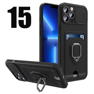 Ốp Lưng Cho iPhone 15 14 13 12 Pro MAX Plus Có Khe Cắm Thẻ Xoay Giá Đỡ Đẩy Ống Kính Bảo Vệ Vỏ Điện Thoại