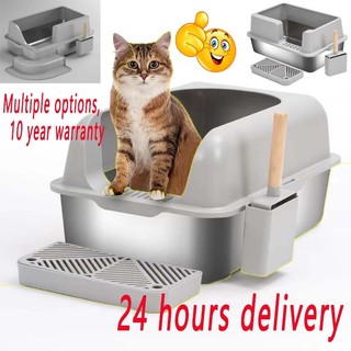 [Hàng có sẵn HOT]🔥🔥🔥 Hộp đựng rác bằng thép không gỉ cỡ lớn Nhà vệ sinh cho mèo mở chống bắn tung tóe Chậu phân mèo cực lớn Hộp đựng mèo Hộp đựng mèo