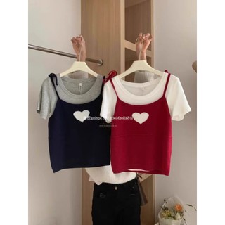NUZIRO Áo vest nhiều lớp đa năng đan buộc tình yêu phong cách Hàn Quốc dành cho nữ