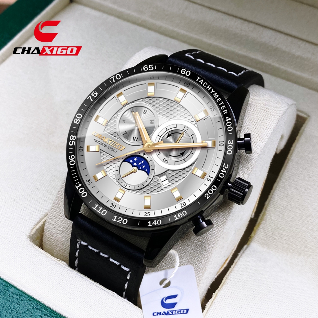 CHAXIGO New Fashion Sport Quartz Watches Men Luxury Business Leather Watch Waterproof Wristwatches M