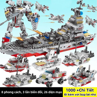 Bộ đồ chơi lắp ráp chiến hạm 1000+Chi tiết Đồ chơi cho bé trai lo.go tàu chiến hạm - Nhiều cách lắp ráp
