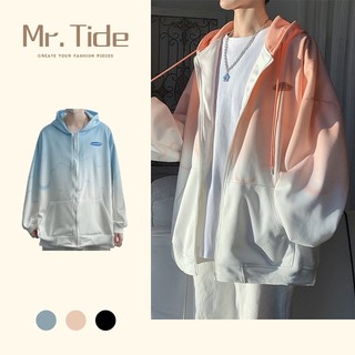 Áo Khoác sweater Có Mũ Trùm Tay Dài Màu gradient Phối Khóa Kéo Thời Trang Mùa Thu Cho Nam Và Nữ