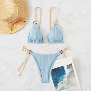 Đồ bơi Bikini buộc dây màu trơn gợi cảm cho nữ
