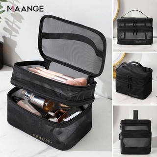 Túi trang điểm 2 lớp dung tích lớn MAGEFY với vải lưới thoáng khí Thích hợp cho du lịch