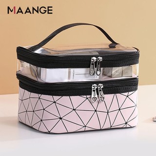 Túi đựng đồ trang điểm MAANGE chống nước hai lớp Túi đựng mỹ phẩm Du lịch di động Hộp đựng đồ trang điểm tổ chức Túi vệ sinh