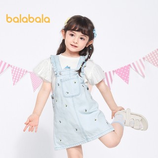Váy trẻ em Balabala Váy bé gái mùa hè Quần yếm Denim cho bé gái
