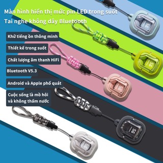 (Tai nghe + Vỏ bảo vệ) Màu sắc Morandi trong suốt ENC Giảm tiếng ồn Màn hình LED Bluetooth v5.3 Cảm ứng thông minh Trò chơi có độ trễ thấp Thể thao nam nữ Tai nghe không dây Bluetooth