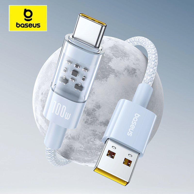 Baseus Gem Sạc USB sang USB-C 100W Cáp dữ liệu sạc nhanh Thiết kế trong suốt Cáp sạc cho Huawei