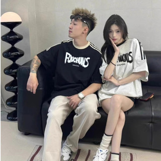 Retro Ba Thanh Cặp Đôi Mặc Mùa Hè Áo Thun Tay Ngắn 2024 Mới oversize Rời Cotton Nguyên Chất Nam Nữ Áo
