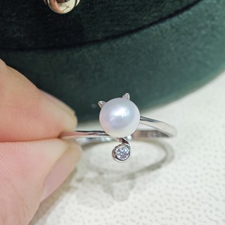  Nhẫn ngọc trai nước ngọt tự nhiên Vòng ngọc trai mèo 