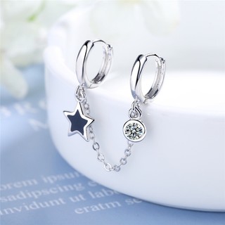 Bông tai Pentagram cổ điển Bông tai đôi lỗ bất đối xứng Bông tai tua rua