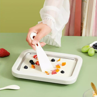[Hàng Hot] Máy Làm Kem Tức Thì Chảo Cuộn Sữa Chua Đông Lạnh Sorbet Gelato Họ Vui Vẻ Khỏe Mạnh Tự Chế Tự Làm Kem Hợp Kim Nhôm Nhỏ
