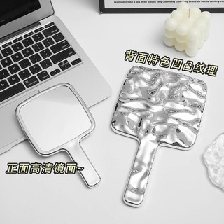  Gương cầm tay INS Gương trang điểm mặt Gương trang điểm cầm tay Gương vuông di động lớn Gương trang điểm tiện dụng mạ điện sáng tạo