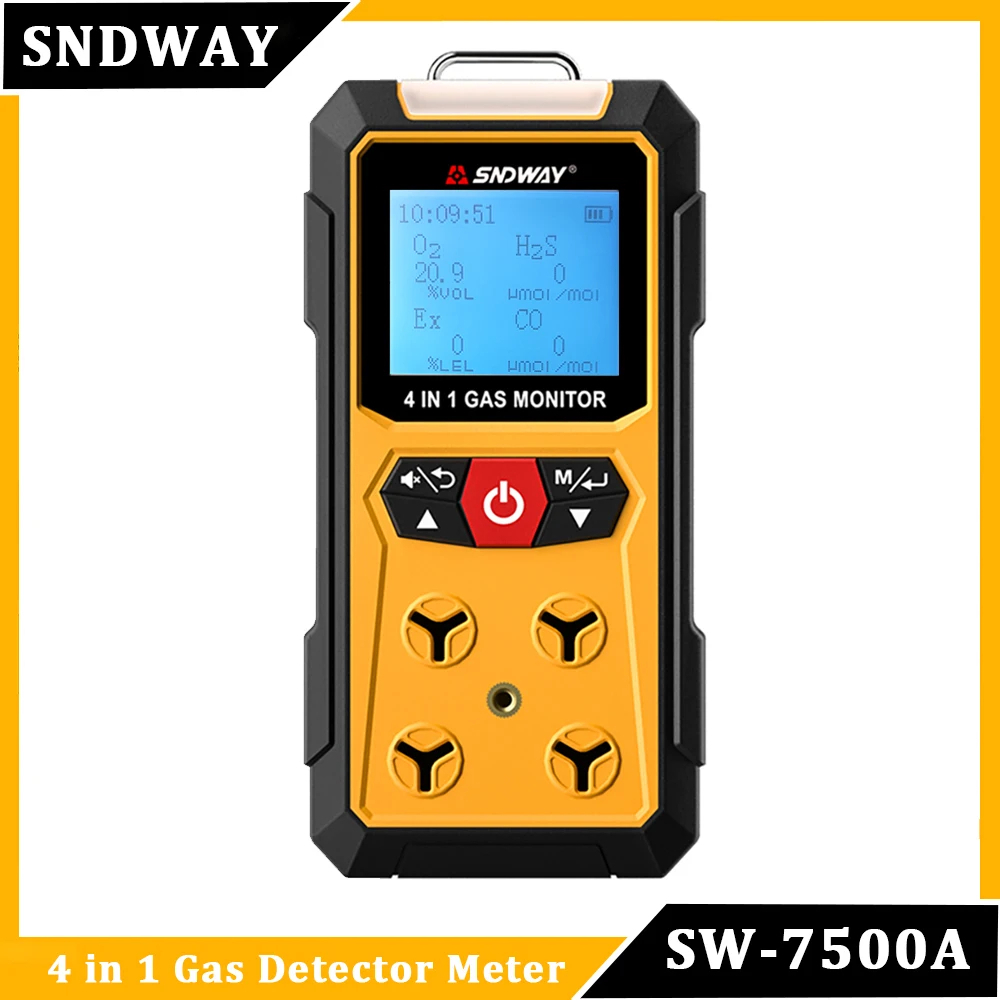 Máy dò khí SNDWAY SW-7500A 4 trong 1 Oxy O2 Carbon Monoxide CO H2S Máy phân tích khí đốt Ex Máy dò r