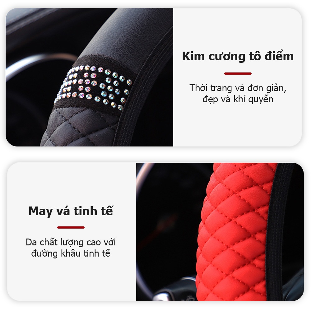 SuperAuto 38CM Da PU Bọc Vô Lăng Ô Tô Phụ Kiện Ô Tô