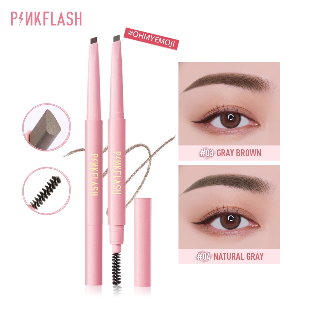 Bút Kẻ Lông Mày PINKFLASH OhMyEmoji Dễ Tán Chống Nước Giữ Màu Lên Đến 8 Tiếng Tích Hợp Đầu Cọ Chải Tiện Dụng 0.2g