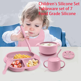 Đĩa Ăn Vuông Silicon Cho Bé Bát Thực Phẩm Phụ Trợ Đĩa Ăn Silicon Bộ 7 Món Thực Phẩm Trẻ Em Silicone Đĩa Ăn
