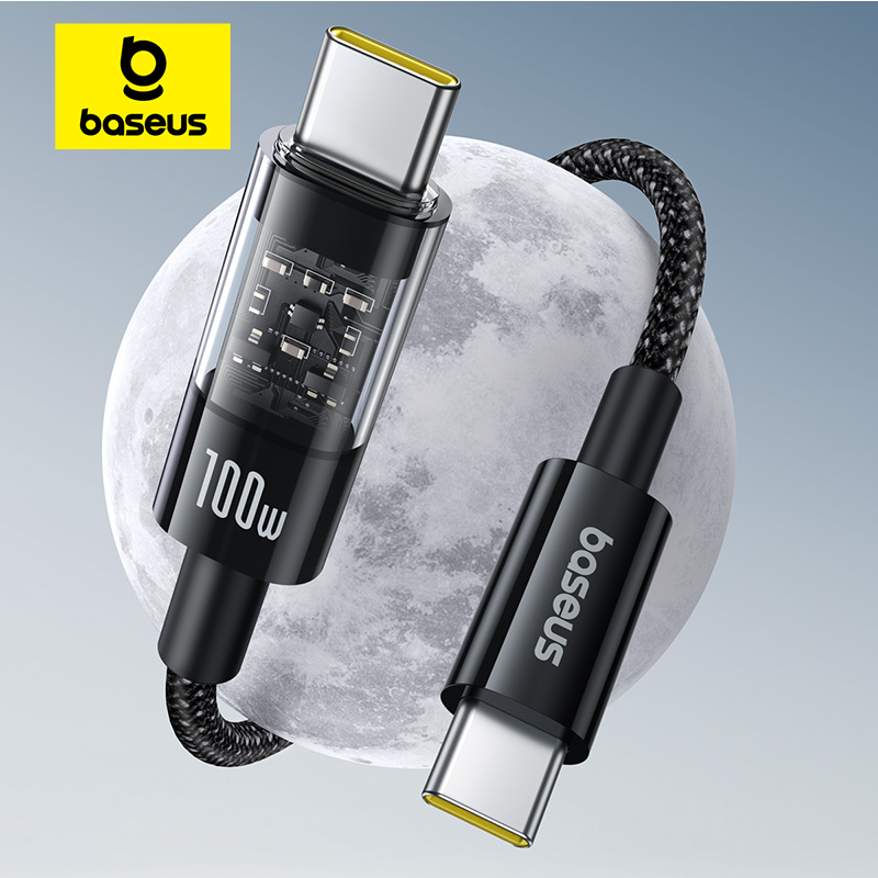 Baseus Gem Sạc Type-C sang Type-C 100W Cáp Dữ Liệu Sạc Nhanh Thiết Kế Trong Suốt Cáp Sạc Cho iPhone 