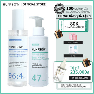 Sữa Rửa Mặt Axit Amin 150ml + Toner 160ml Hunfsow Làm Trắng Da Dưỡng Ẩm