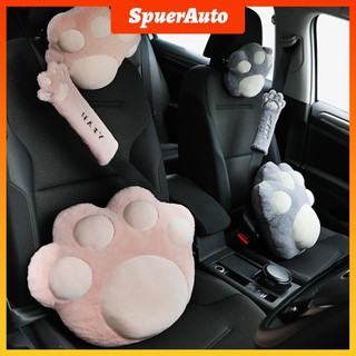 SuperAuto Gối Tựa Dầu/Lưng/Vai Thiết Kế Hình Chân Mèo Đáng Yêu Tiện Lợi Dành Cho Xe Hơi