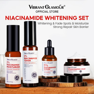 VIBRANT GLAMOUR Bộ 4 Sản Phẩm Làm Trắng Da Niacinamide 8% Kem + 5% Serum + 2% Dưỡng Ẩm 5 Loại Tùy Chọn
